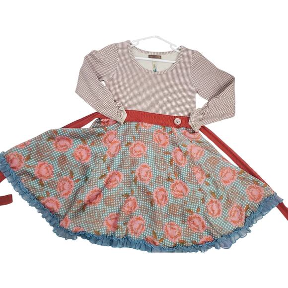 Matilda Jane Dress 4 You & Me Isabella Ballerina Floral Polka Dot Girls Size 4T - Picture 1 of 4